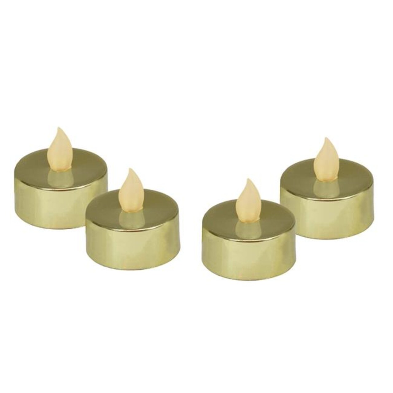 Northlight 1.5 in. x 1.5 in. Dia. LED Lighted Flickering Flame Tea Light Candles, Metallic Gold - Set of 4